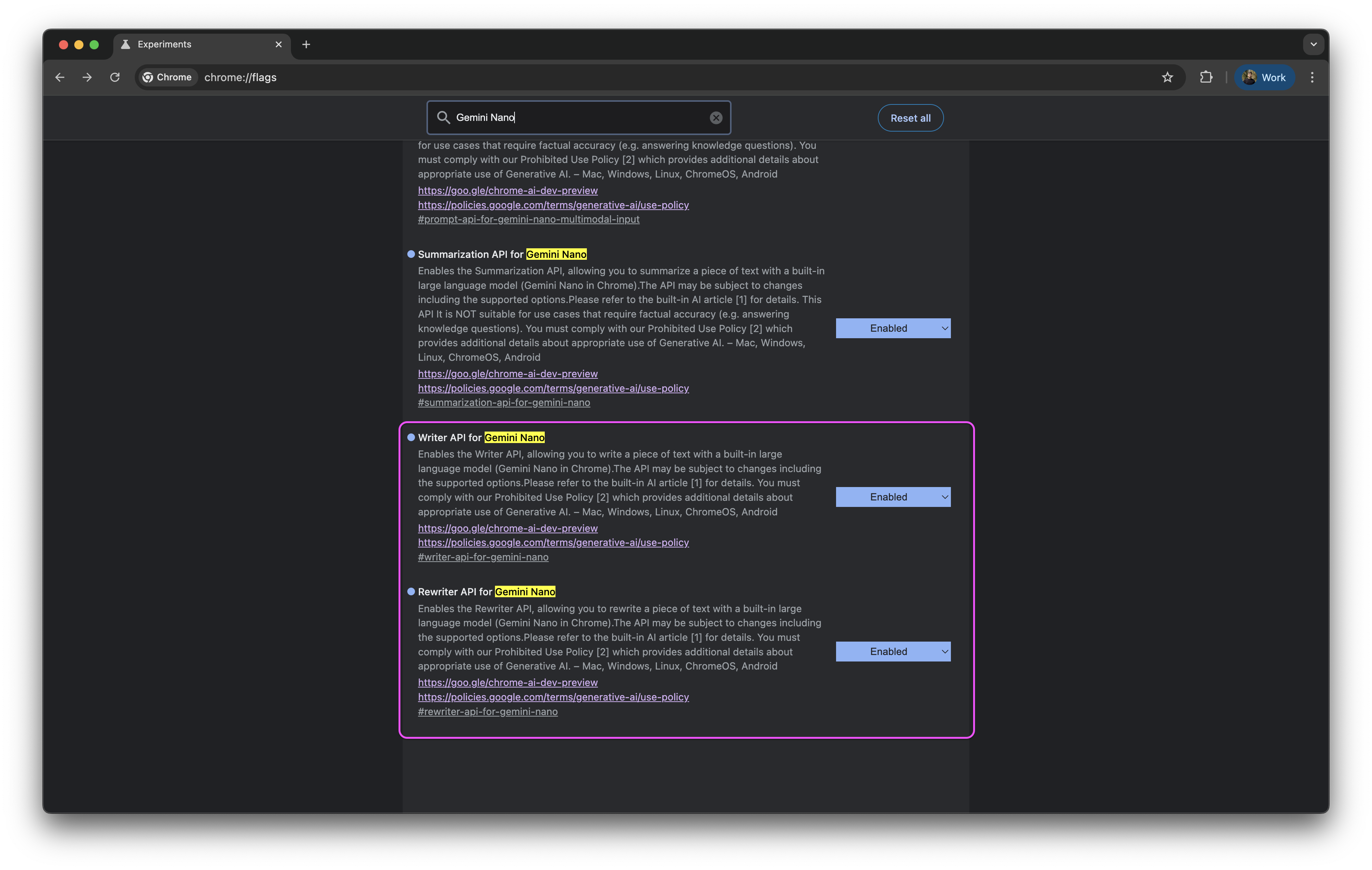 More Chrome Flags for Gemini Nano